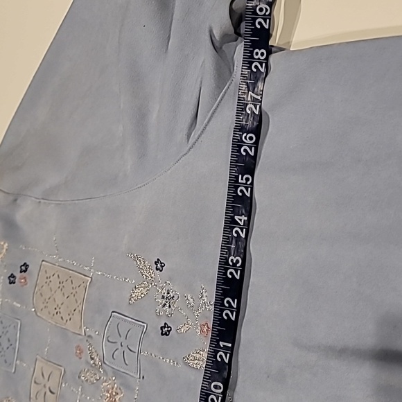 Alfred Dunner Ultra Suede Embroidered Patchwork Zippered Jacket Baby Blue 24W - Picture 12 of 15